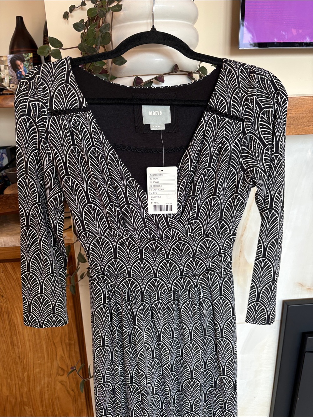 Maeve Gray Printed V-Neck Midi Dress - Picture 2 of 5